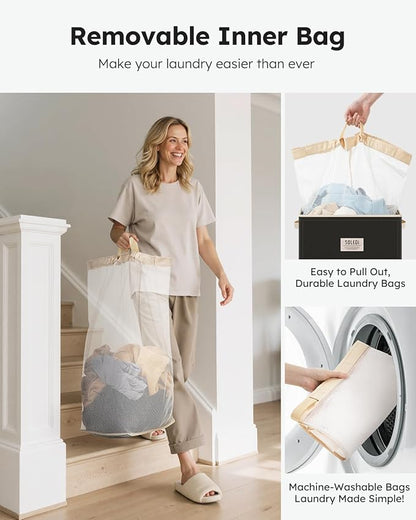 SOLEDI Laundry Hamper with Lid 100L Large & Tall Collapsible Laundry Basket