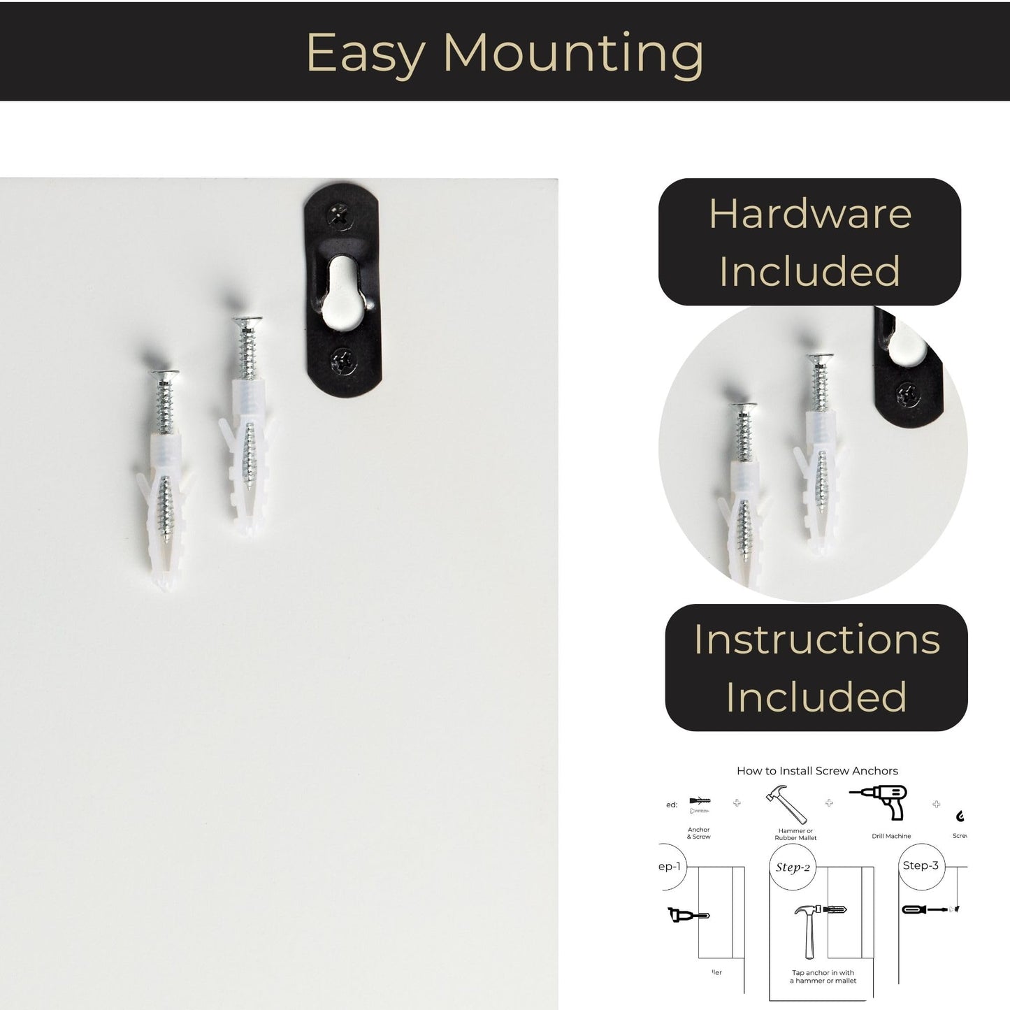 BLU MONACO | Wall Mount Key Holder with Mail Organizer | Wooden Command Center with 3 Hooks and 2-Tier Letter Pockets | Entryway Mail Sorter & Key Rack | White Geometric Wall Organizer for Office Home