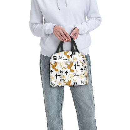 Jesus Cross Insulated Lunch Box Reusable Lunch Bag, Cooler Lunch Tote Bag for Women Men Picnic Office Work