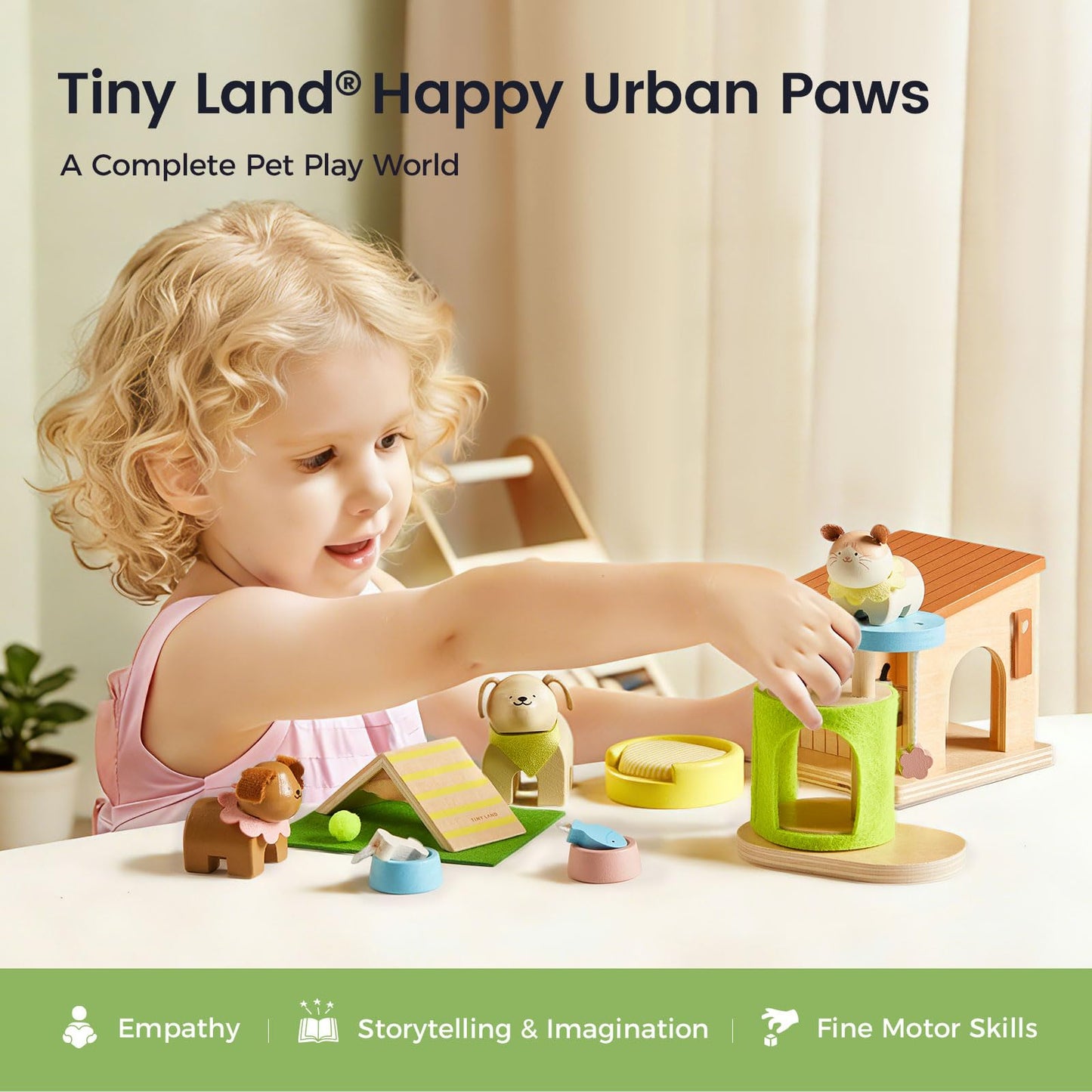 Tiny Land Doll House, Modern Family Dollhouse,Wooden Dollhouse Animal Set