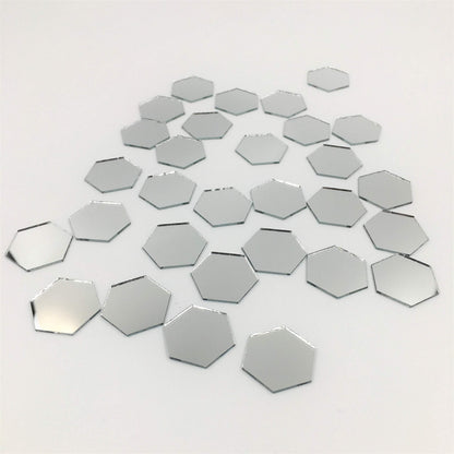 NUO RUI 1'' Hexagonal Mirror Mosaic Tiles Craft Mirror Pieces Bulk 100 Pieces for Craft Projects Home Decor