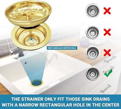 KONE Sink Drain Strainer Gold Sink Stopper and Strainer Stainless Steel Kitchen