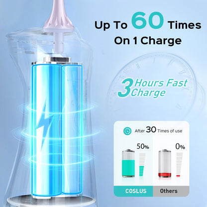 COSLUS Water Dental Flosser Pick for Teeth: 4 Modes Cordless Portable 300ML Larger Tank Water Teeth Cleaner IPX7 Waterproof Flossing Cleaning Picks for Home Travel Black C30(FC5360)