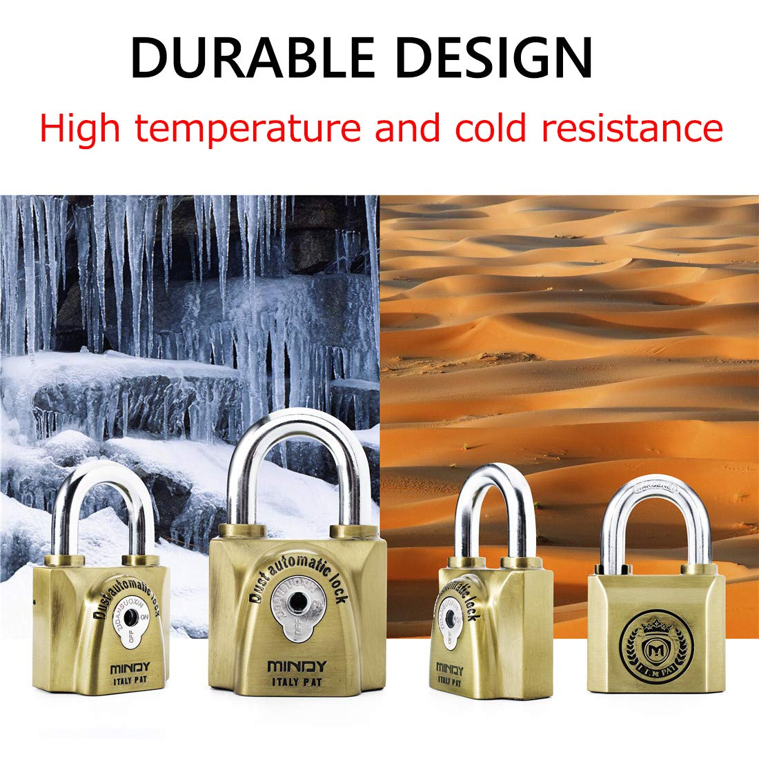 Mindy 60mm Heavy Duty Waterproof Keyed Padlock with 4 Keys