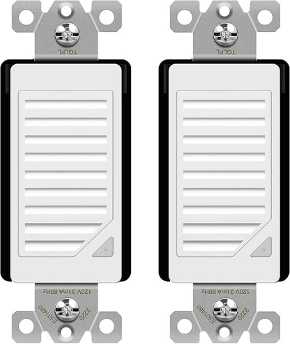 TOPGREENER 2Pack Full Face LED Decorator Night Ligh with Auto Sensor | 120VAC/15A Night Light with Automatic Daylight Sensor Soft Glow for Hallways, Stairs, Bathrooms. UL listed, White