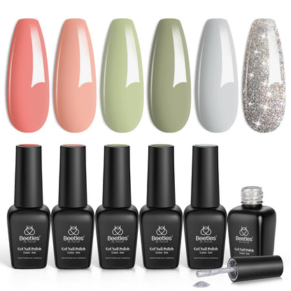 Beetles Cat Eye Gel Nail Polish Set, 6 Colors Glitter Red Pink Shiny Brown Burgundy Purple Blue Green Magnetic Effect Sparkle Stunning Nail Gel Polish Kit Soak Off UV Manicure Gifts for Women