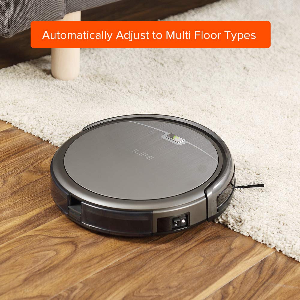 ILIFE V2 Robot Vacuum Cleaner, Tangle-Free Suction, 120 Mins Runtime, Slim, Self-Charging Robotic Vacuum Cleaner, Ideal for Pet Hair and Hard Floors