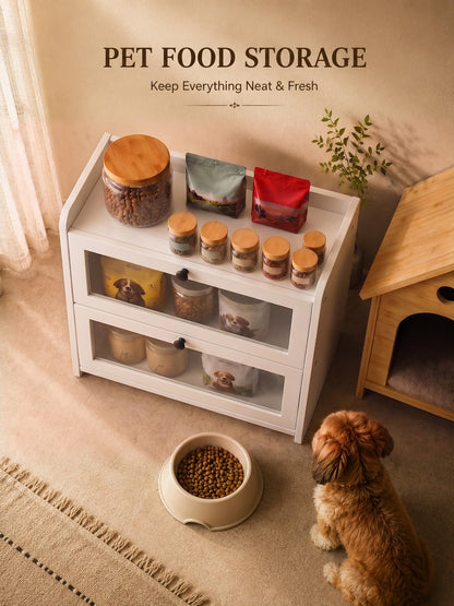 Plusinthebox White Bread Box for Kitchen Countertop, 2 Tier Large Capacity Wooden Bread Storage Container, Modern Minimalist Bread Keeper for Kitchen, Pantry and Coffee Bar Organizer
