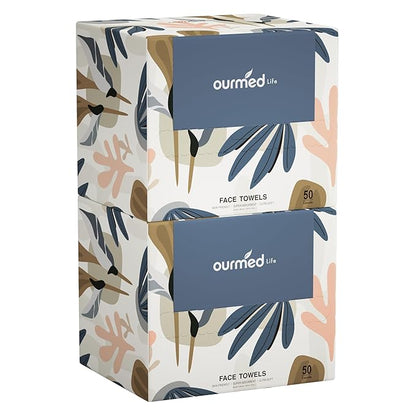 Ourmed Life Face Towels, Disposable Biodegradable Facial Towels