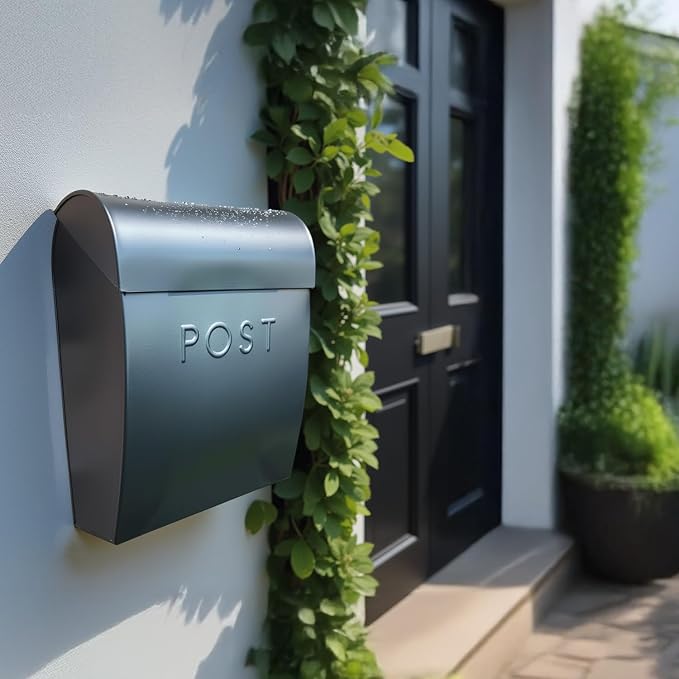 NACH Large Wall Mount Mailbox, 15.07 x 12.44 x 5.39 inches, Black Mailboxes for Outside Wall Mount, Waterproof - The Sylvia Mailbox
