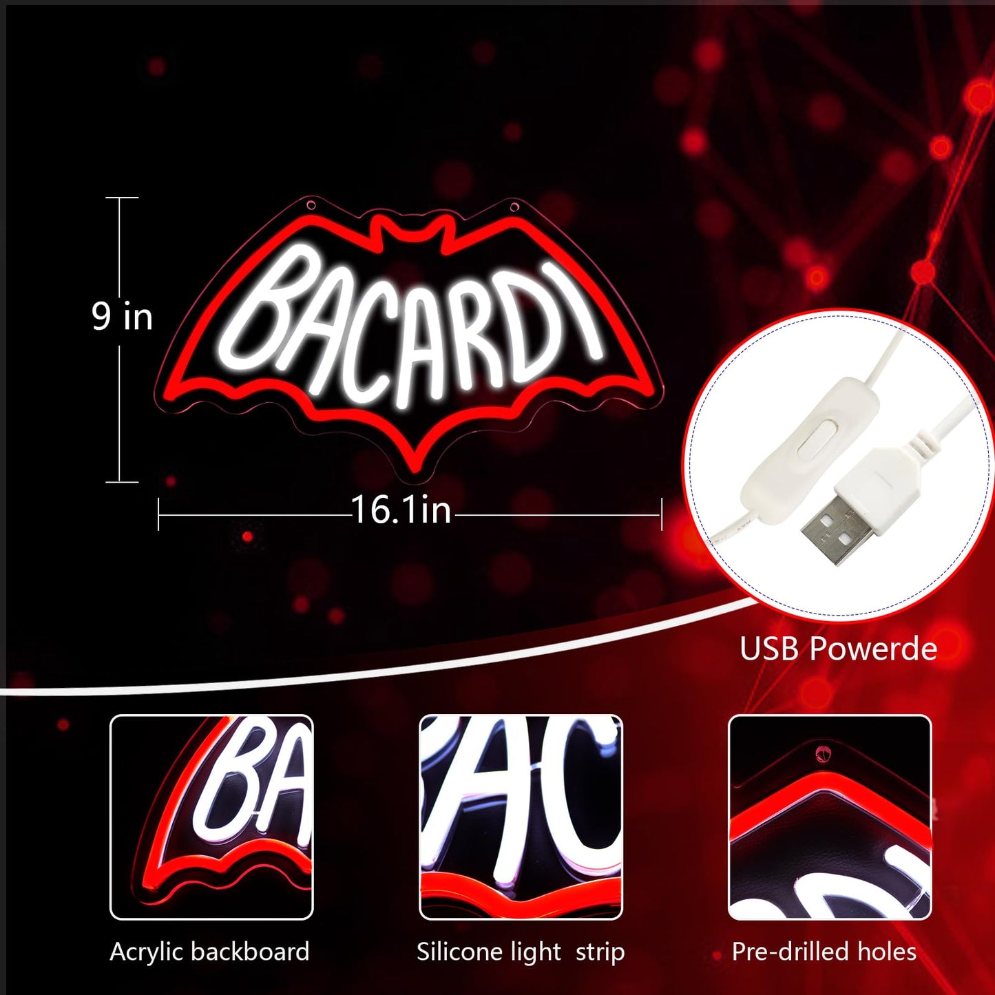 Neon Signs for Wall Decor，Neon Lights for Bedroom Led Business Signs Suitable for Drinks Shop、Man Cave、Christmas Gifts，16 * 10Inch(red)