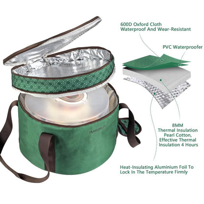 Tmrioplep 12 Inch Cake carrier Container with Lid and Handles Includes Insulated Bag for Safe Transportation of Buttercream Doesn't Melt Easy for Cakes, Pies and Cupcakes (Green)