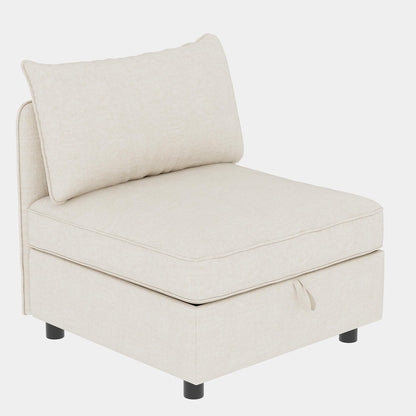 GDFStudio 2 Pieces Armless Loveseat Sofa with Storage, Convertible Small Couches for Small Spaces with Back Cushions, Modular Fabric Deep Seat Home Sofa for Living Room Office Apartment, Beige