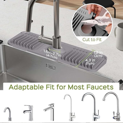 15 Inch Silicone Faucet Mat for Kitchen Sink Splash Guard – 2025 Upgraded