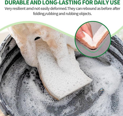 Sponges Kitchen Natural Dish Sponge Plant-Based Biodegradable Compostable Cellulose with Coconut Scrubber Sponge Non Scratch Eco Friendly Kitchen sponges for Kitchen Dishes（Pack of 16）