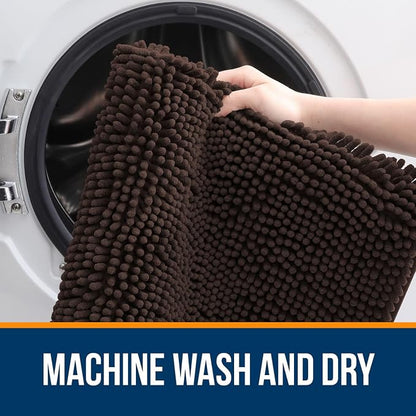 OLANLY Large Bathroom Rugs 40x32, Extra Soft Absorbent Chenille Bath Rugs, Rubber Backing Quick Dry, Machine Washable Bath Mats for Bathroom Floor, Tub and Shower, Home Decor Accessories, Brown