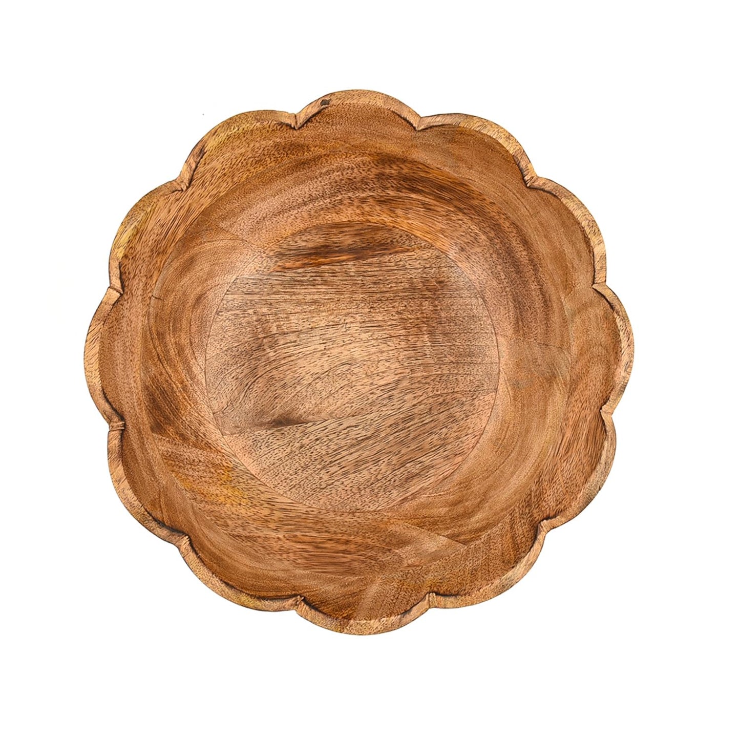 BHAVATU Salad Bowl Mango Wood Pedestal Fruit or Salad Bowl for Kitchen and Home Display & Table Centerpiece (10" X 10' X 4.75")