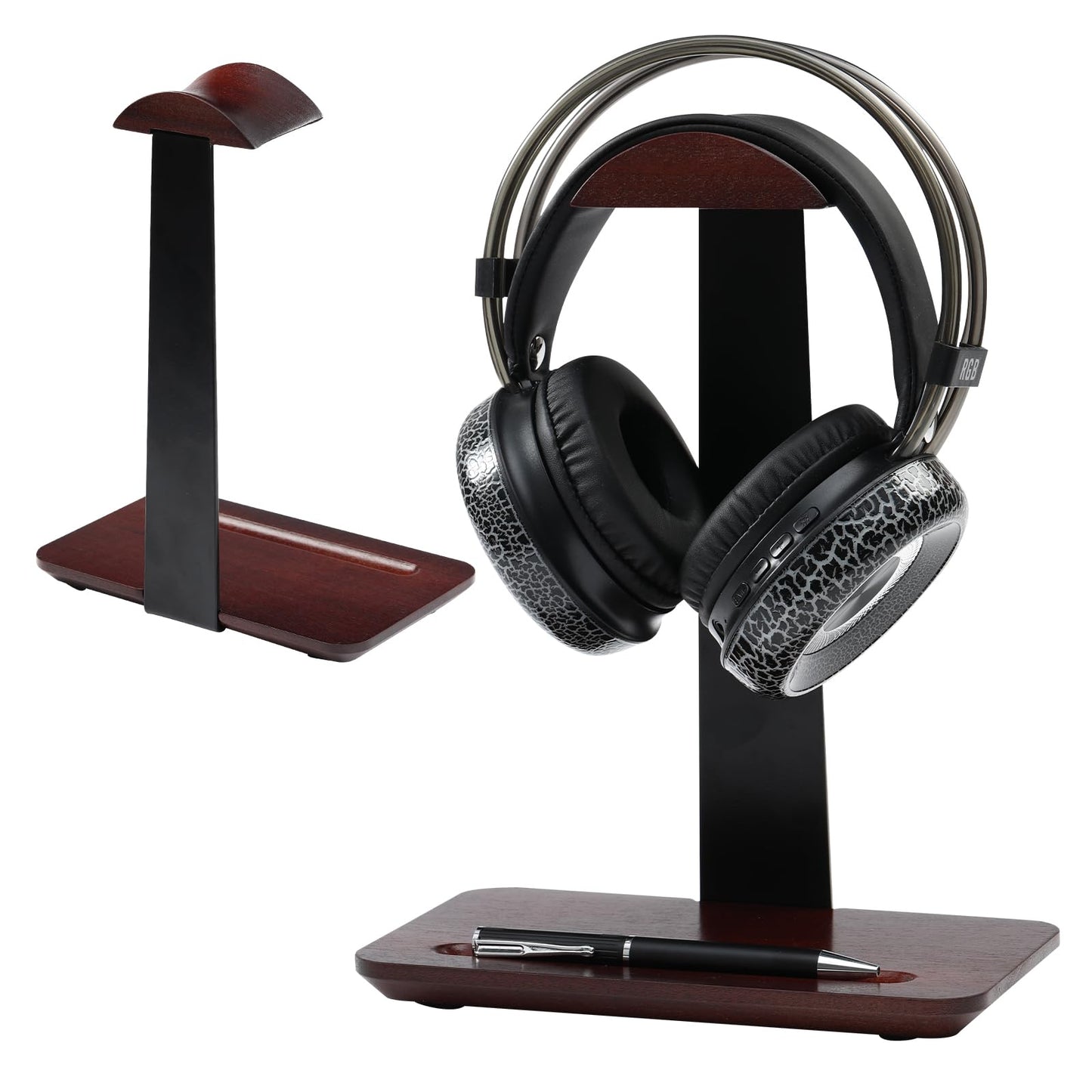 Vruelia Walnut Wood Headphone Stand with Pen Holder
