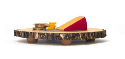 Lipper International 1010 Acacia Tree Bark Footed Server for Cheese, Crackers, and Hors D'oeuvres, Small