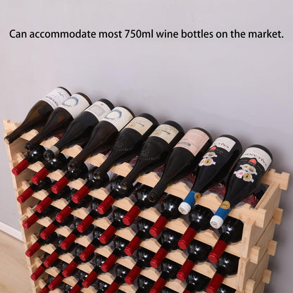 fcxagy 90 Bottle Bamboo Wine Rack Stackable Storage Freestanding Floor Wooden Modular fWine Rack Shelf