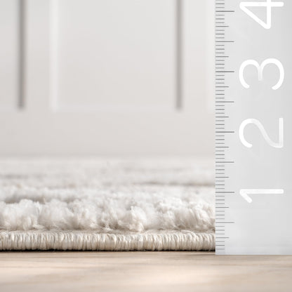 nuLOOM 2x6 Ansley Moroccan Tassel Area Rug, Light Grey, High-Low Textured Bohemian Design, Plush High Pile, Stain Resistant, For Bedroom, Living Room, Hallway, Entryway