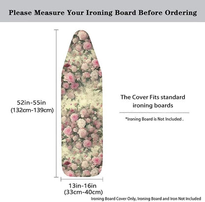 Retro Pink Rose Ironing Board Cover, Stain Resistant Minimalist Aesthetics Iron