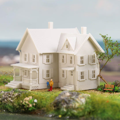 2PCS N Scale Model Blank Buidlings Kit Unassembled House for Model Train Layout Diorama JZN5885JJ (Two-story-2PCS)