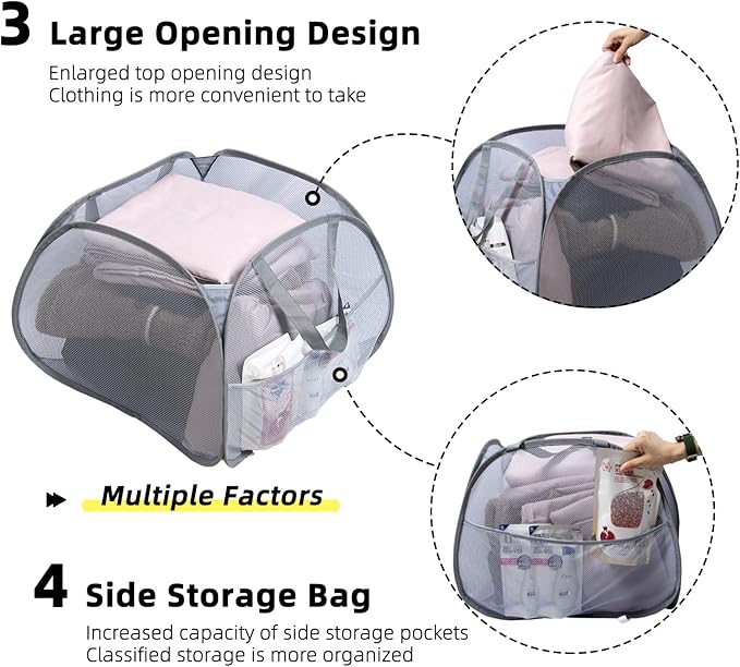 Collapsible Laundry Basket, 90L Foldable Pop Up Laundry Hamper