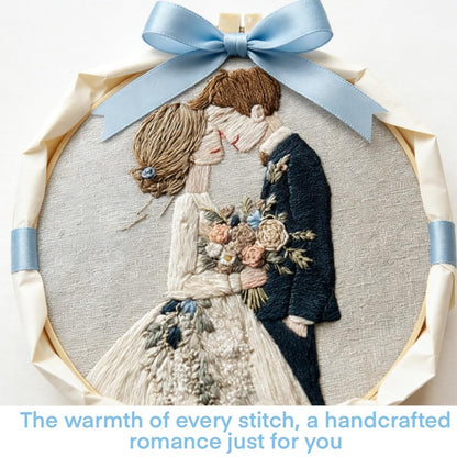 HCANPER Sweet Couple Embroidery Starter Kit, Valentine's Day Gifts，DIY Needle Punch Kit, Punch Needle Kits for Beginners,Include Pre-Printed Fabric,Tools,Embroidery Hoop,Threads. (Four)