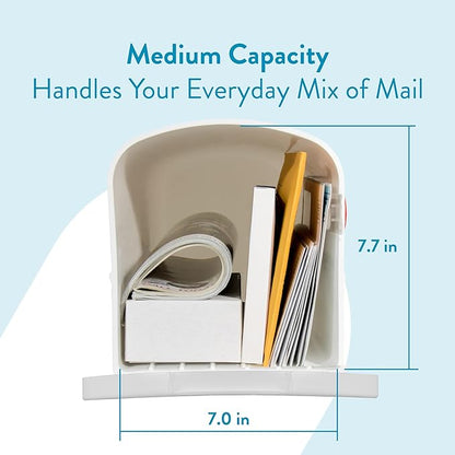 Architectural Mailboxes Parsons Plastic Post Mount Mailbox, Compatibility Code A, PL10W0AM, White, Medium Capacity, 1 Count (Pack of 1) | Durable plastic build with weather-resistant outdoor construction. USPS approved.