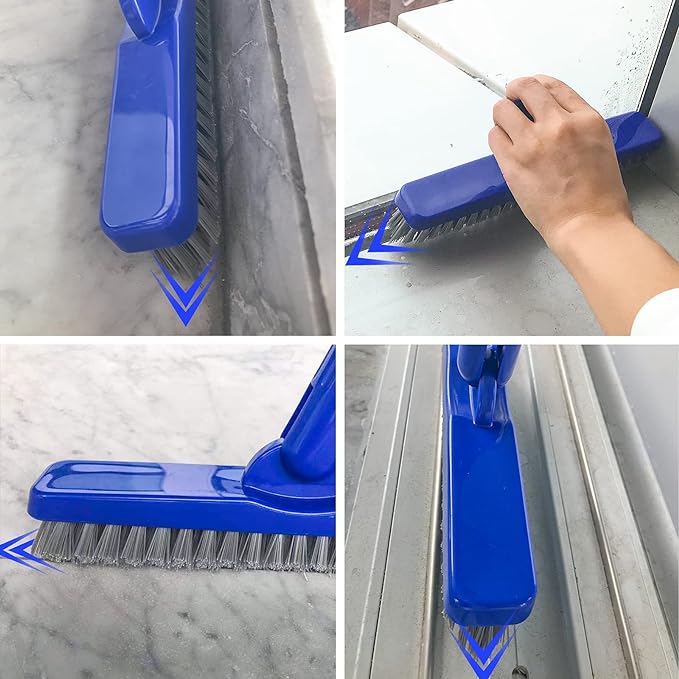 ITTAR Grout Brush with Long Adjustable Handle, Swivel Scrub Brush, V-Shape