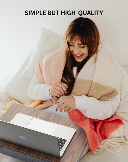 ZEAPTAC Lap Desk with Pillow Cushion, Portable Bed Desk, Fits up to 15.6 inch Laptop, Lap Stand for Bed & Couch & Carpet, Book/Tablet/Drawing Board Stand - Dark Brown Wood