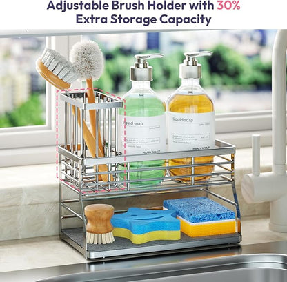 SWTYMIKI Kitchen Sink Caddy Organizer, 2 Tier Sponge Holder