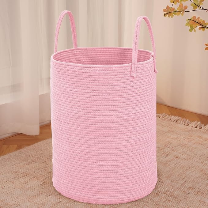 Large Woven Laundry Basket Hamper, 100L Cotton Rope Storage Bin
