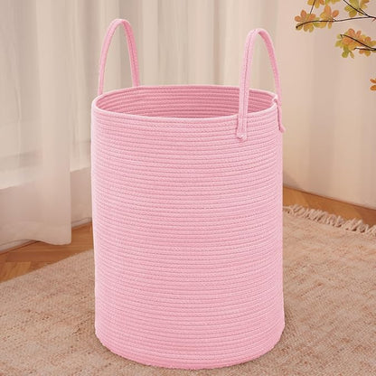 Large Woven Laundry Basket Hamper, 100L Cotton Rope Storage Bin