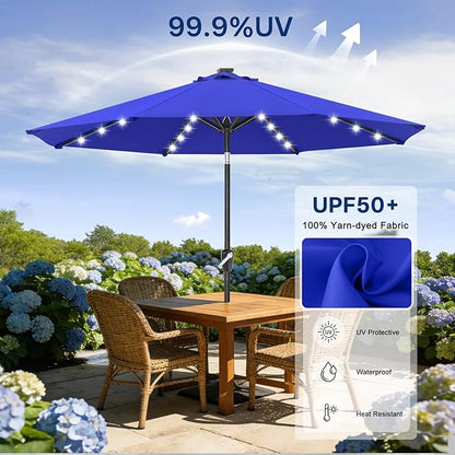 ABCCANOPY 10FT Durable Solar Led Patio Umbrellas with 32LED Lights (Blue)