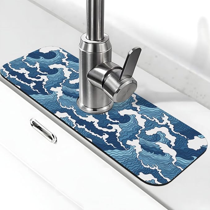 Japanese Wave Kanagawa Blue And White Waves Japan Kitchen Sink Splash Guard