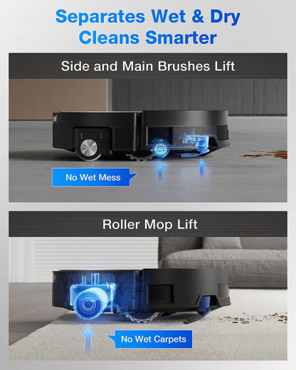 ECOVACS DEEBOT X11 OmniCyclone Robot Vacuum and Mop, PowerBoost Charging, OZMO Roller 2.0 Instant Self-Washing Mop, 19,500Pa Blast Suction, Bagless OmniCyclone Station, AIVI 3D Smart Navigation