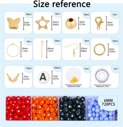 Xilitata 900Pcs 6mm Faceted Beads for Jewelry Making Crystal Faceted Jewelry Bead for Friendship Bracelet Making Kit Craft Christmas Beads with Charms