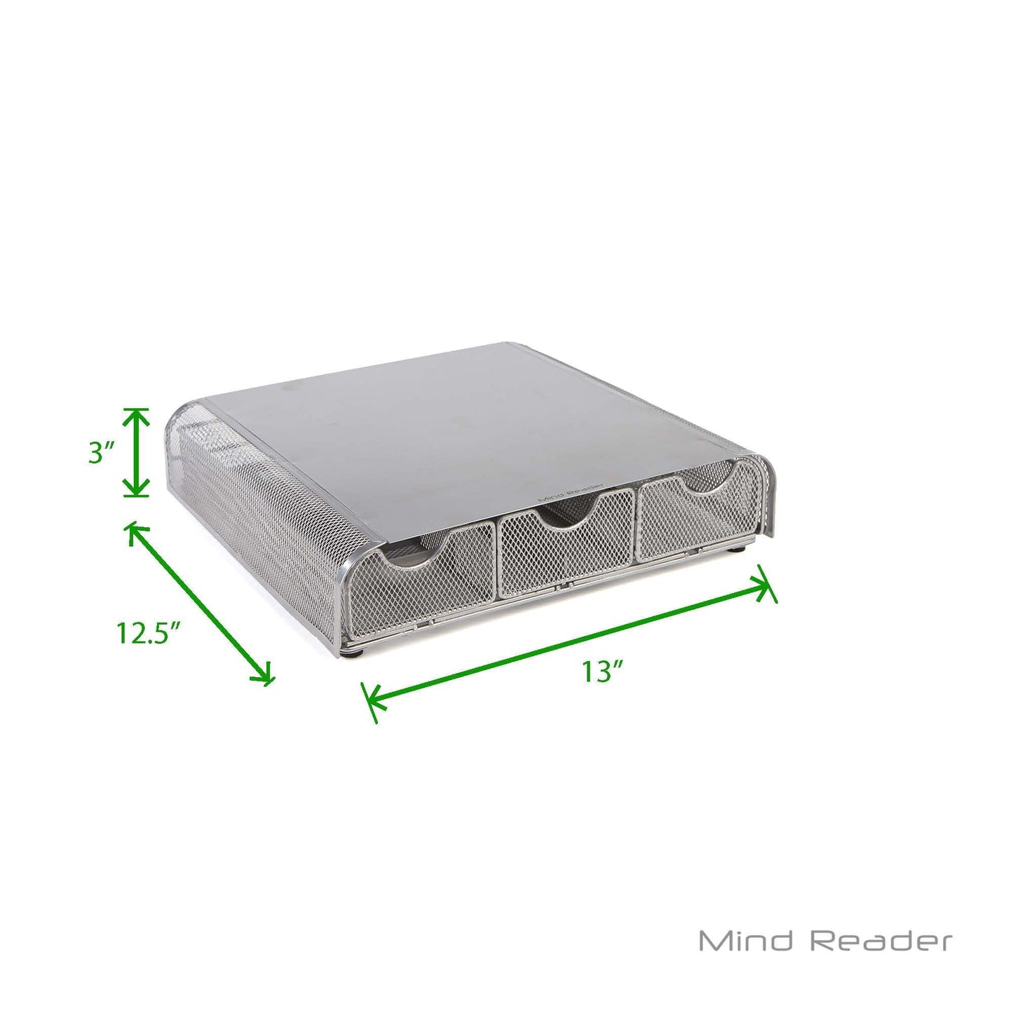 Mind Reader Perch Monitor Stand Desk Organizer, Silver Metal Mesh (Pack of 2)