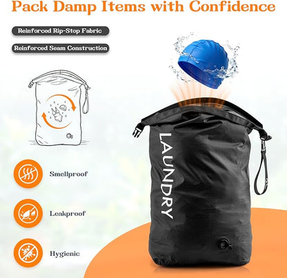 Compression Laundry Bag for Travel, Dirty Clothes Travel Laundry Bag,