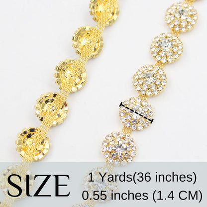 PEARLY JUN 1 Yard Rhinestone Trim Chain Gold Applique Stringing Ribbon DIY Jewelry Wedding Party Bracelets Craft Bridal Bouquets Embellishment Accessories