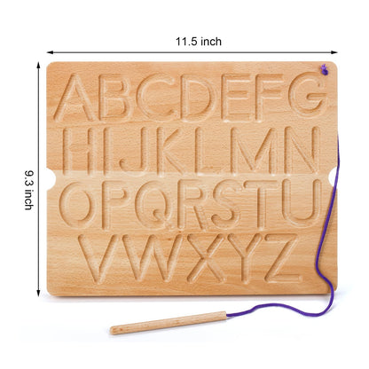 Suwimut Number & Letter Tracing Board, Portable Wooden Alphabet Learning Sensory Pad Board Montessori Toys for Kids Age 3-5, Double Sided Writing Tools for Beginner Preschool Classroom 3+ Years Old