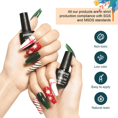 JODSONE Gel Nail Polish Kit with U V Light 32 Colors Gel Polish Nail + 4 Functional Adhesive Bottles Kit Soak Off Manicure Tools Gifts for Women