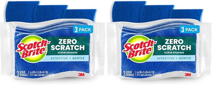 Scotch-Brite No Scratch Scrub Sponges, Blue, 4-1/2 x 2-1/2 x 7/10 in (Pack of 2)