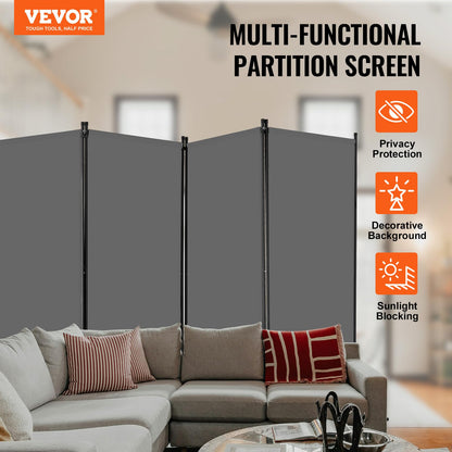 VEVOR Room Divider, 4 Panel Room Divider, 136" W Folding Privacy Screen and Portable Partition Divider for Room Separation, Freestanding Room Partitions for Office, Bedroom, Study, Grey