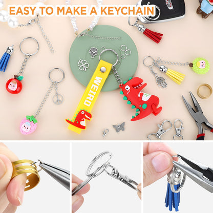 Funtopia 740PCS Keychain Making Kit, Key Chain Supplies Including Keychain Clip, Key Rings, Lobster Claw Clasps, Jump Rings, Pliers, Tassels for Key Chain Making, Purse Making, Lanyard Making