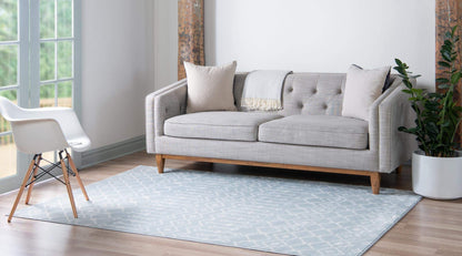 Rugs.com Geometric Kasbah Trellis Collection Rug – 3' X 5' Light Blue Low Pile Rug Perfect for Living Rooms, Large Dining Rooms, Open Floorplans