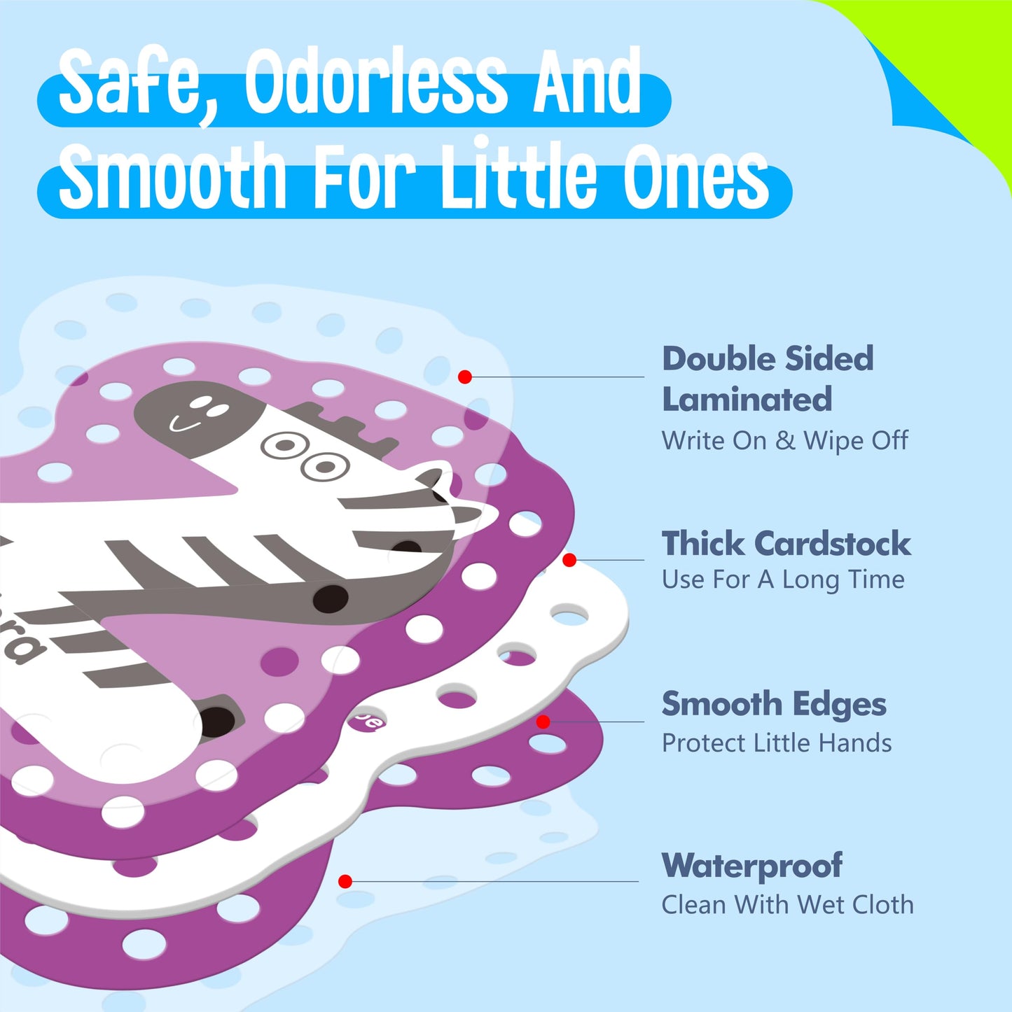 52 PCS Lacing Cards, 26 Double-Sided Uppercase & Lowercase Sewing Cards with 52 Colorful Laces, Imagination Development Lacing Toy Games Educational and Learning Activity for Preschoolers, Children