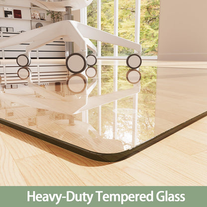 InfiniGlass Tempered Glass Chair Mat 80"x40" – Ultra-Clear Office Chair Mat for Hardwood Floors & Low-Pile Carpets – Heavy-Duty 0.2" Scratch-Resistant Surface with Non-Slip Pads – Supports 1,000 lbs